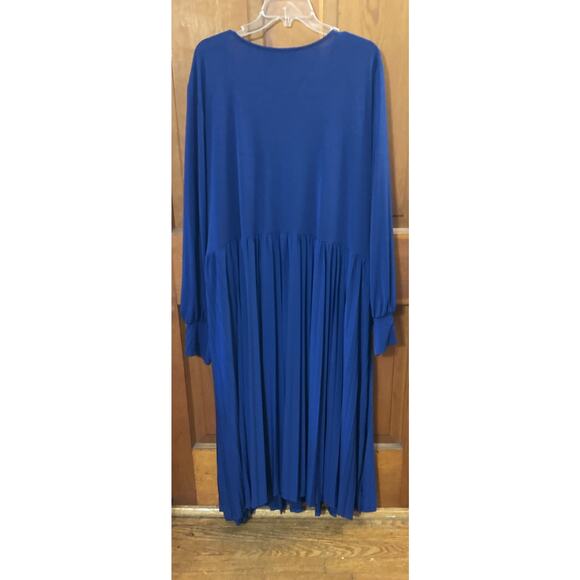 Eloquii Women's Twist Front Long Sleeve Dress Sz 28 NWT Blue Midi Formal - Picture 6 of 8